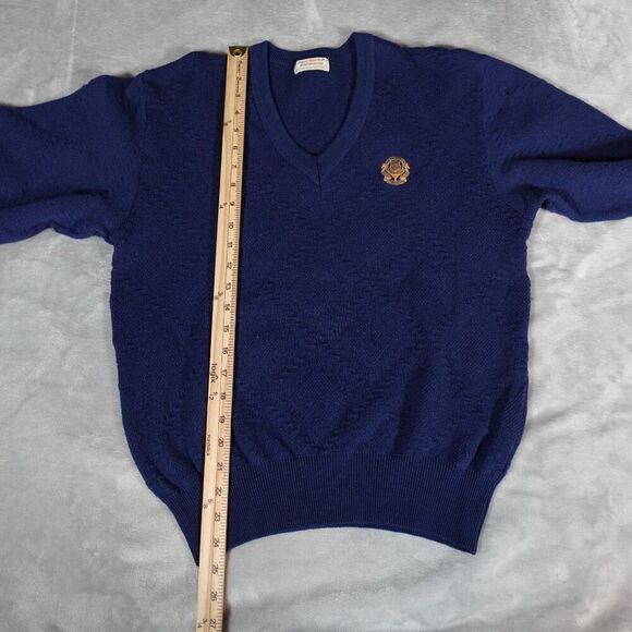 Vintage Japan Open Golf Championship V Neck Sweater Womens L Wool Preppy Blue - Picture 7 of 8